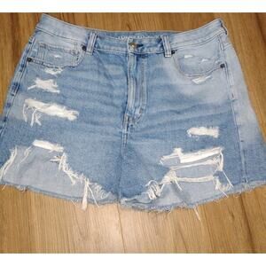 American Eagle High Rise Distressed Blue Shorts Size 14